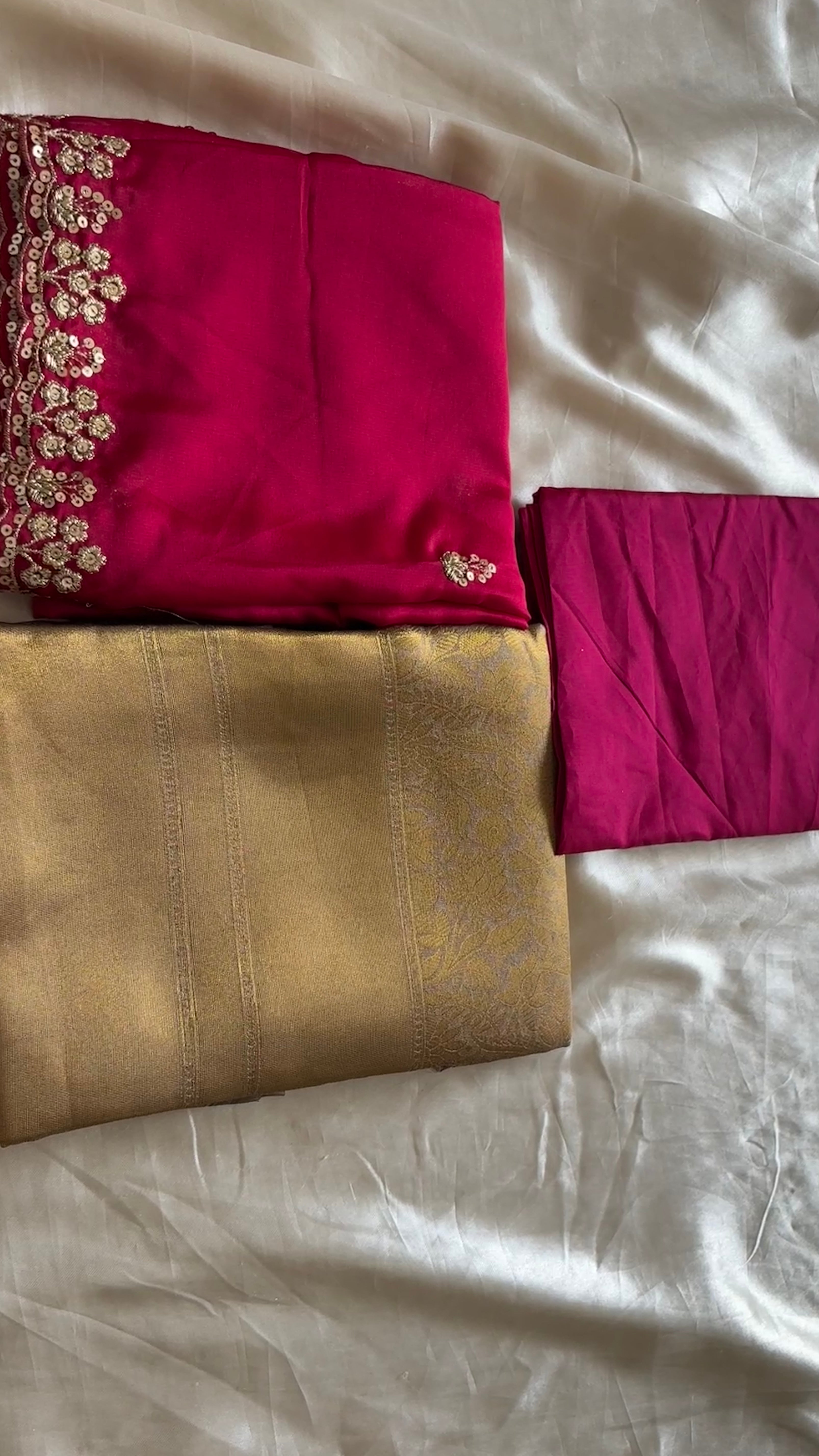 Unstitched half saree material ( antique with pink )