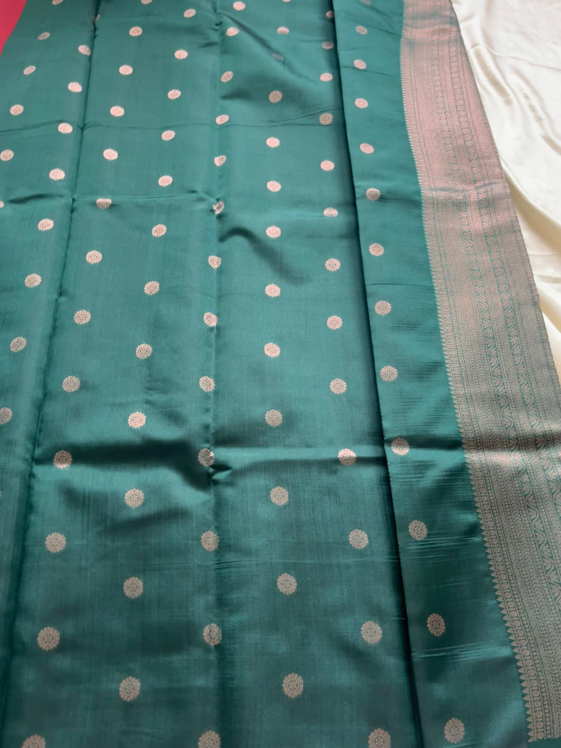 Unstitched premium half saree material(reddish maroon with bottle green) (KR42)