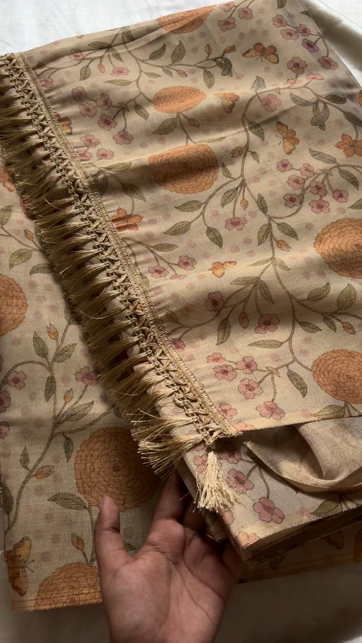 Golden soft tissue with Floral motifs kr 14