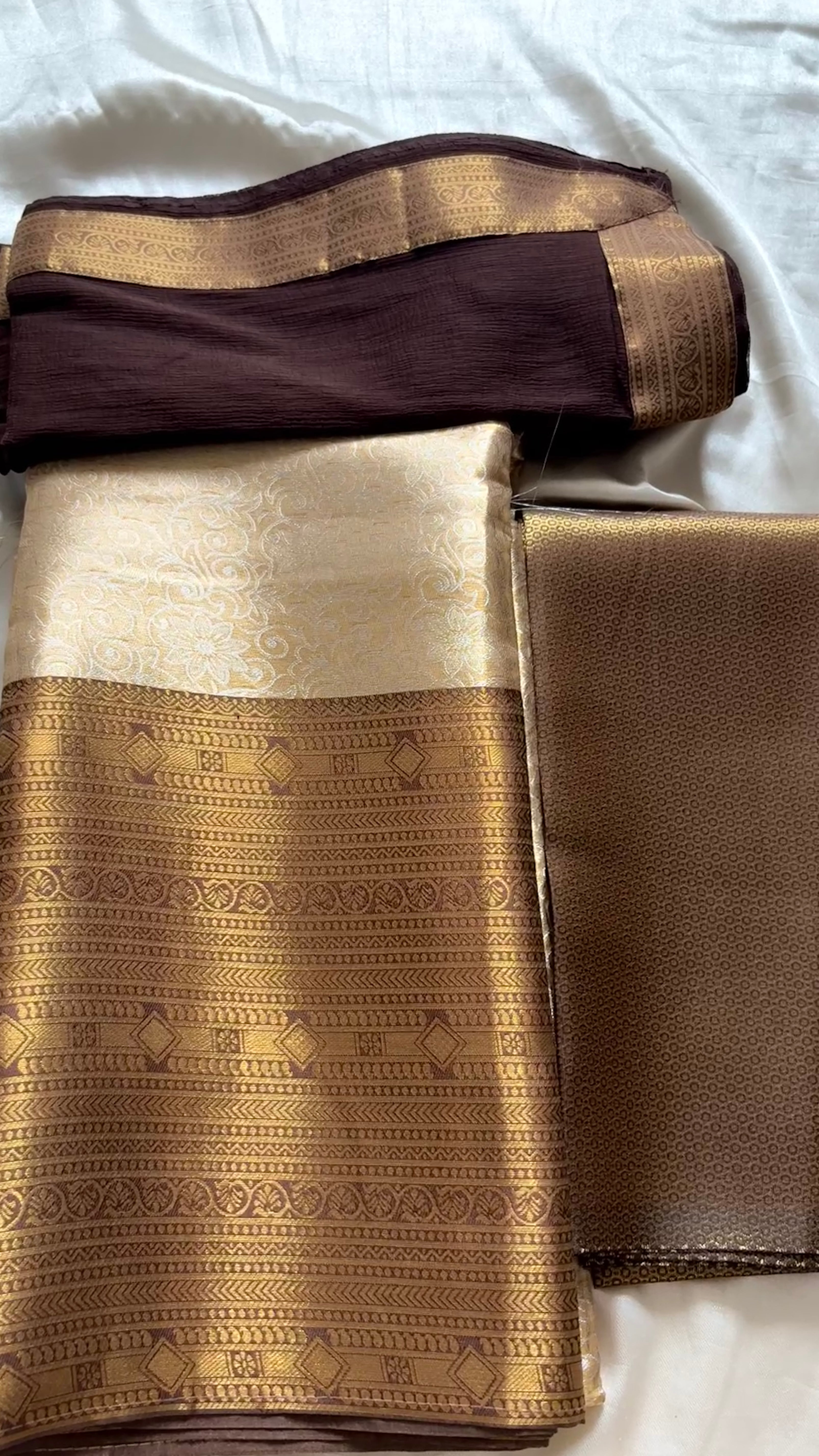 Unstitched premium half saree material ( caramel shade with coffee brown )