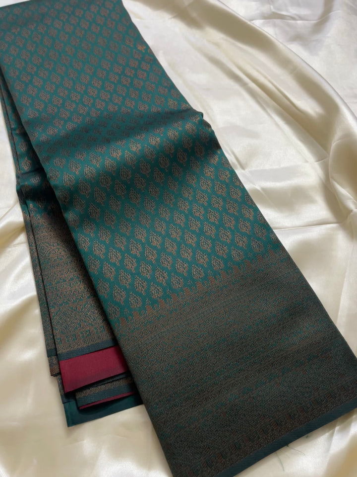 Brocade Soft Silk with char coal zari