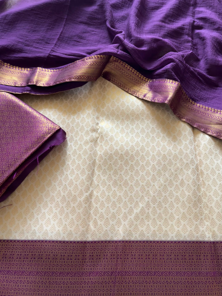 Unstitched premium half saree material(deep purple )