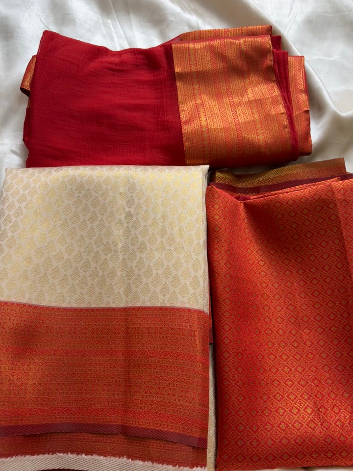 Unstitched premium half saree material( orange)