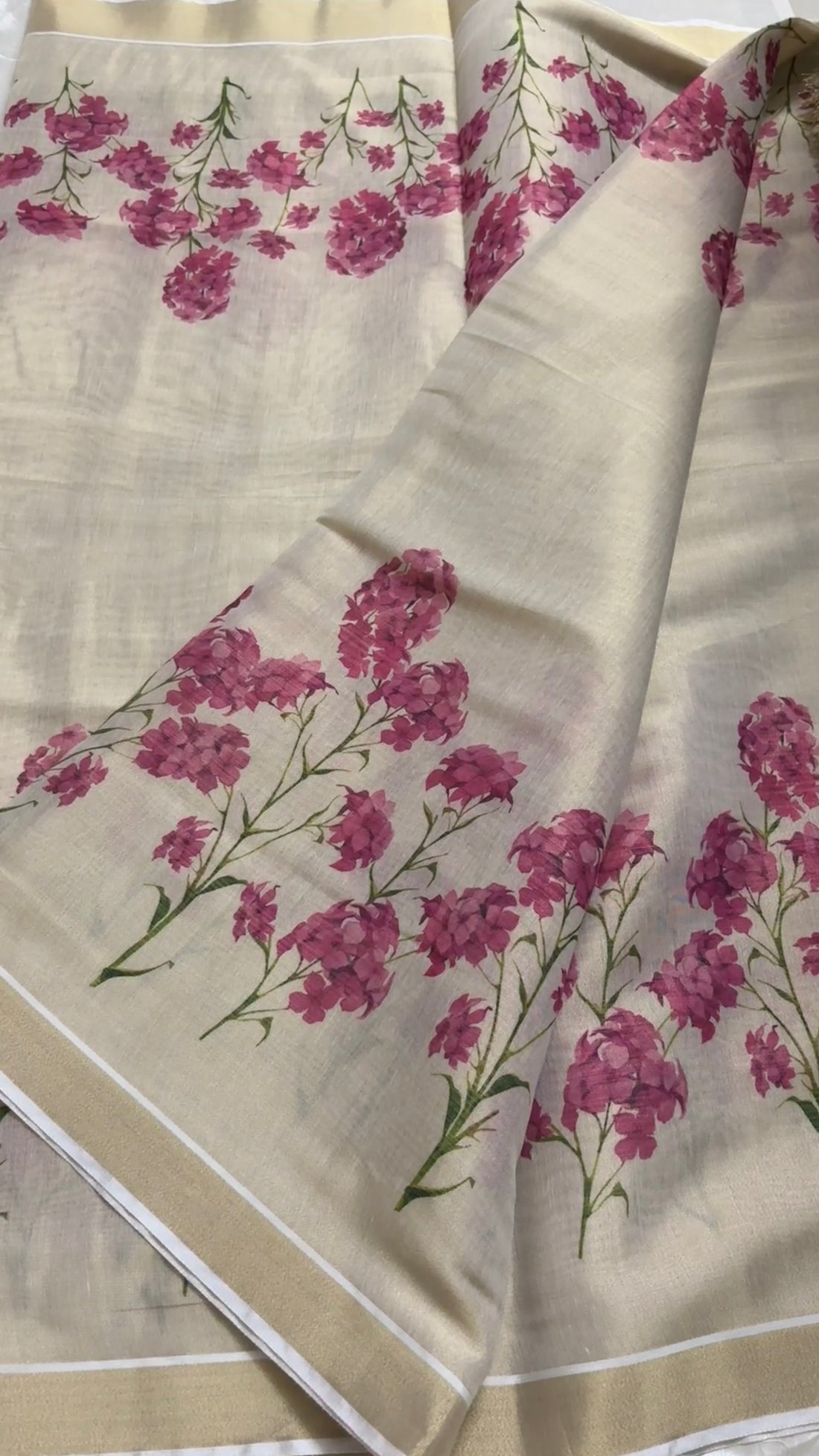 Soft cotton tissue mix flower motif saree kr33