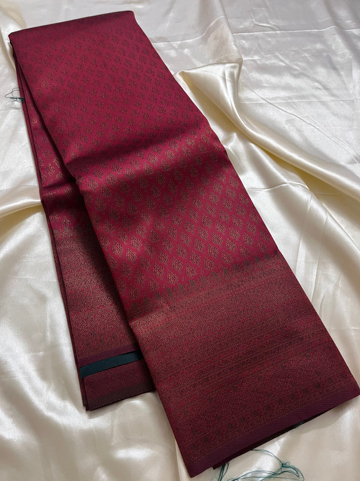 Brocade Soft Silk with char coal zari