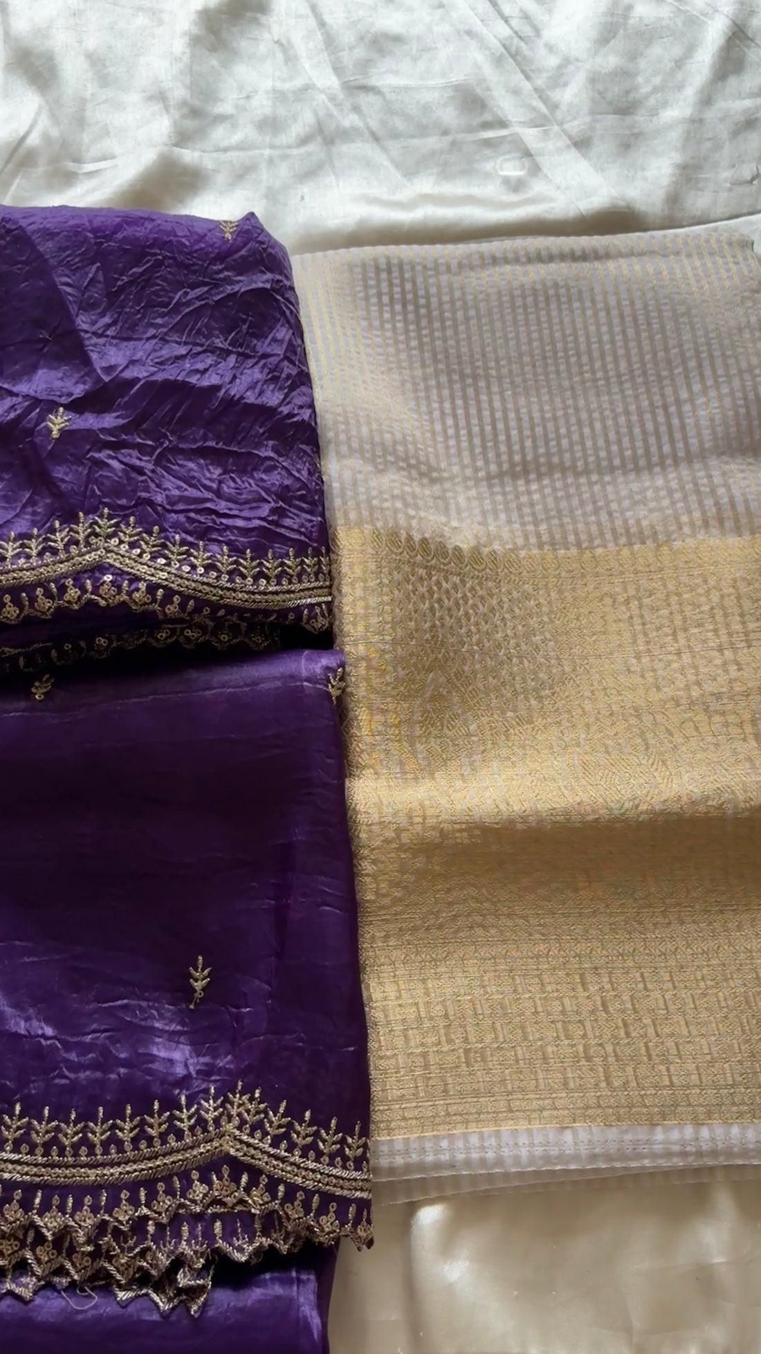 Unstitched half saree material(violet)