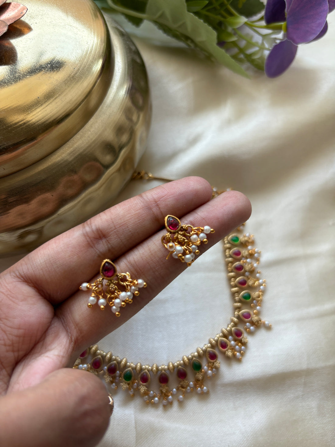 multi colour drop necklace