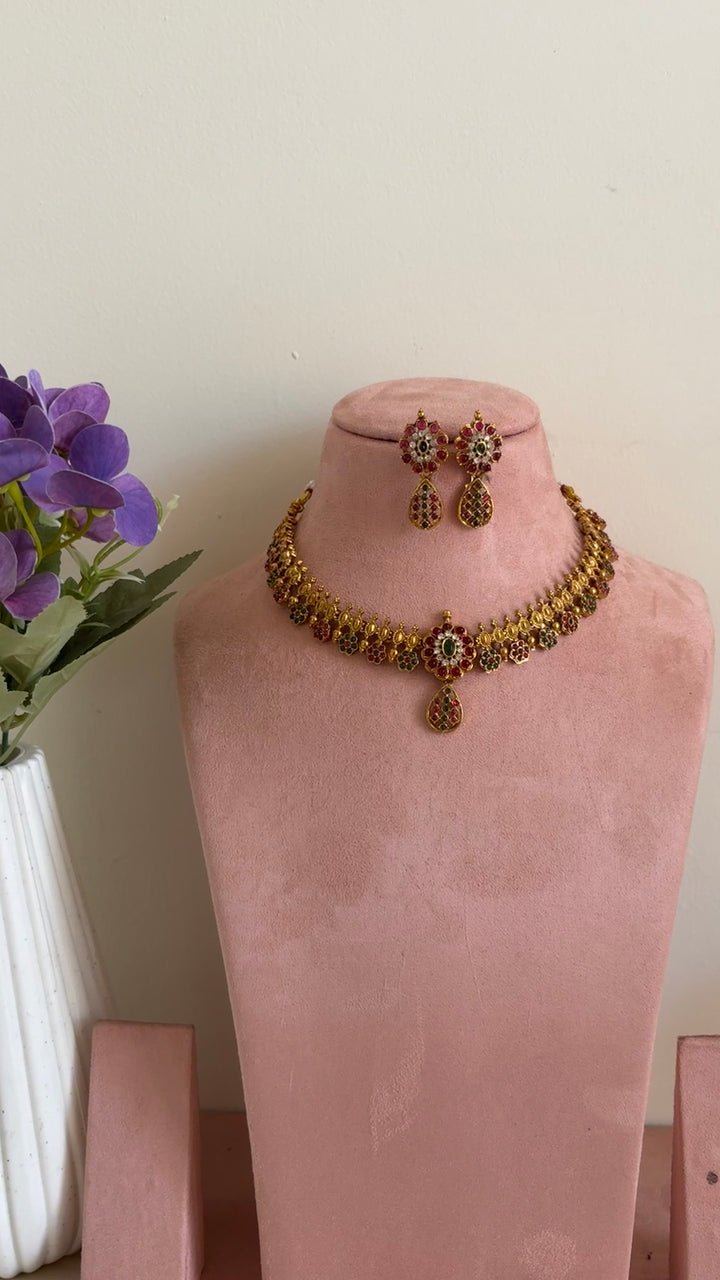 Gold inspired multi colour necklace
