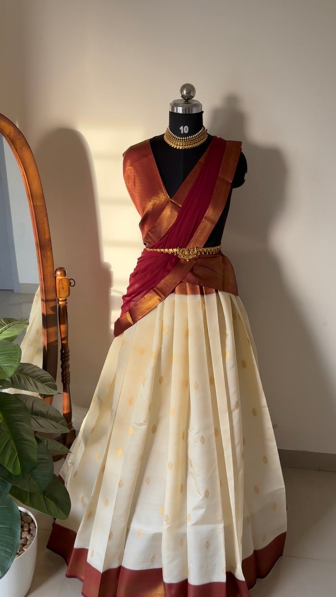 Unstitched premium half saree materia ( maroon) kr 137