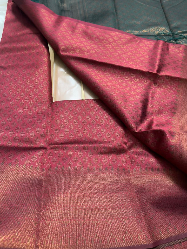 Brocade Soft Silk with char coal zari