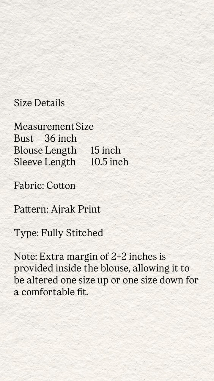 Ajrak cotton stitched blouse padded (36)