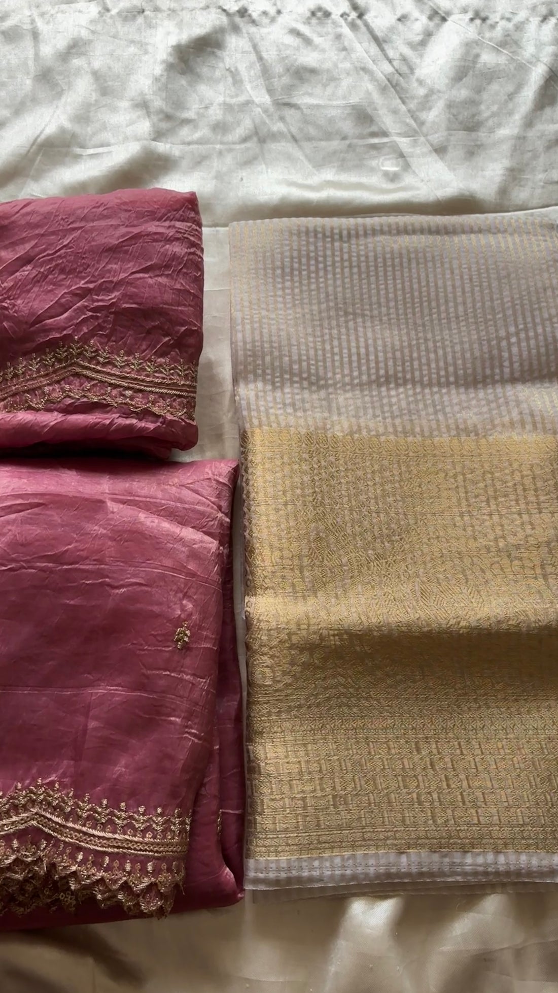 Unstitched half saree material(onion pink)