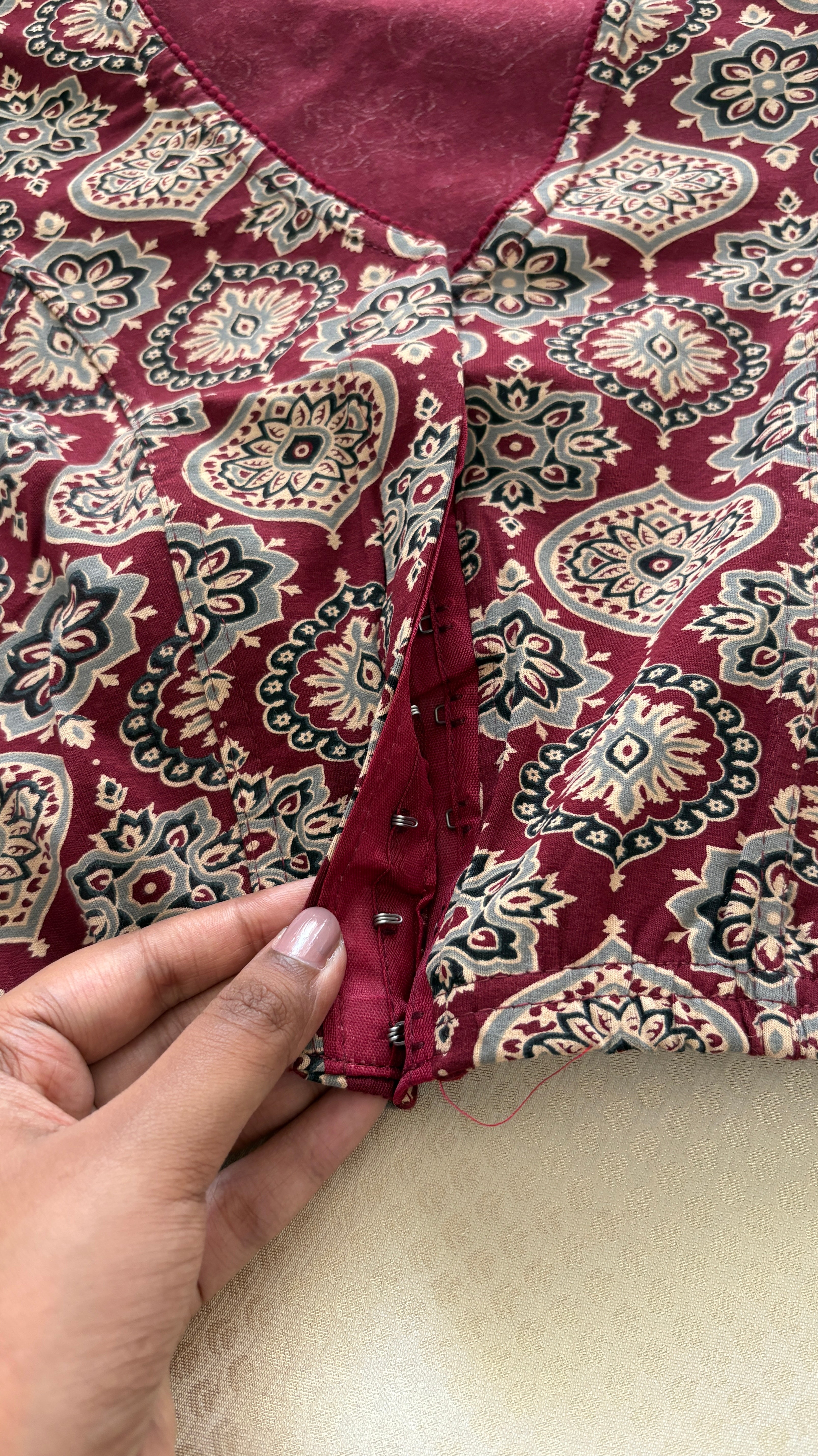 Kalamkari Ajrak printed stretchable blouse xxl