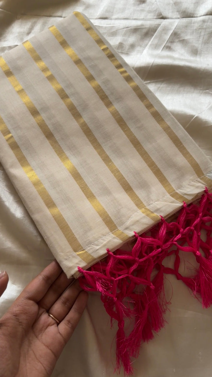 Soft cotton with gold stripe kr40