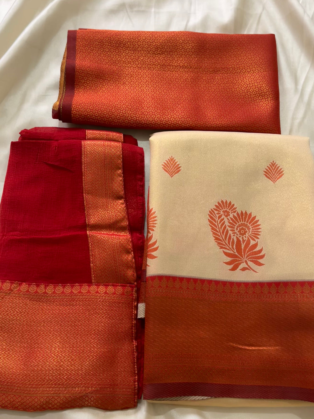 Unstitched premium half saree material(orange)